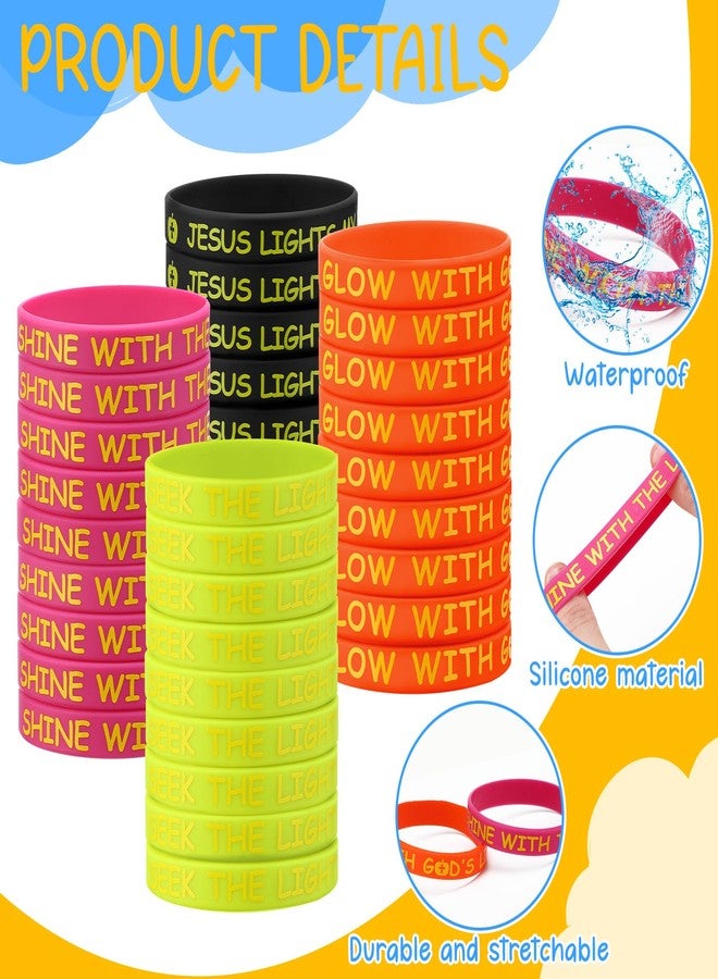 WinnerWhy 100 Pcs Halloween Christian Bracelets Jesus Bracelets Bulk Pumpkin Rubber Bracelet for Party Favors Gifts Prize, 4 Designs - Image 3